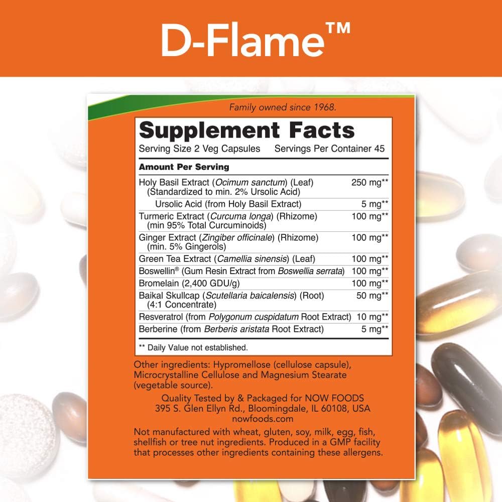 NOW Foods D-Flame, 90 Vegetable Capsules - görsel 2