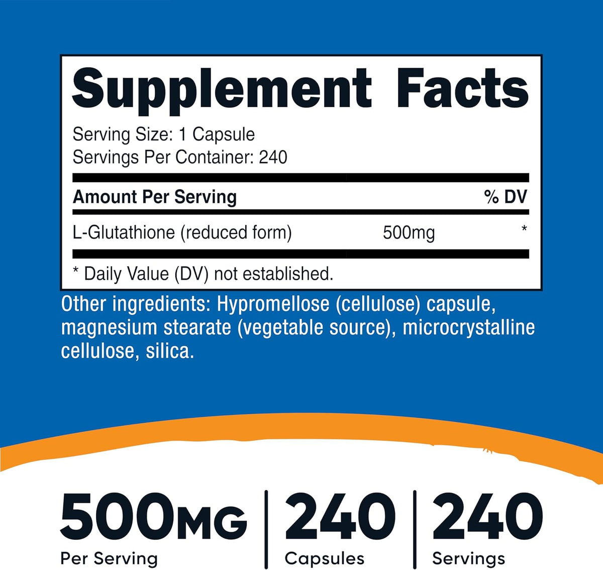 Nutricost Glutathione Capsules 500mg, 240 Capsules - görsel 2
