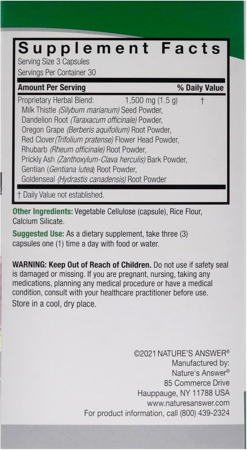 Nature's Answer Liver Support - Herbal Combination with Milk Thistle & Dandelion, 1500 mg, 90 Capsules - görsel 6