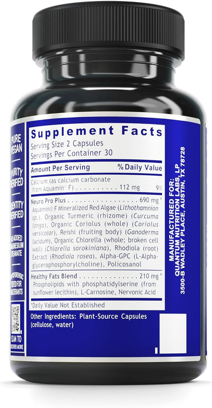 Quantum Nutrition Labs Nerve Support - Nerve & Brain Health Supplement with Rhodiola Rosea - 60 Vegetarian Capsules