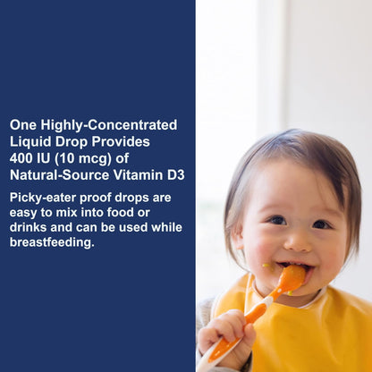 Carlson Baby's Super Daily D3 - Baby Vitamin D Drops, 400 IU per Drop, 1-Year Supply, Unflavoured, 365 Drops
