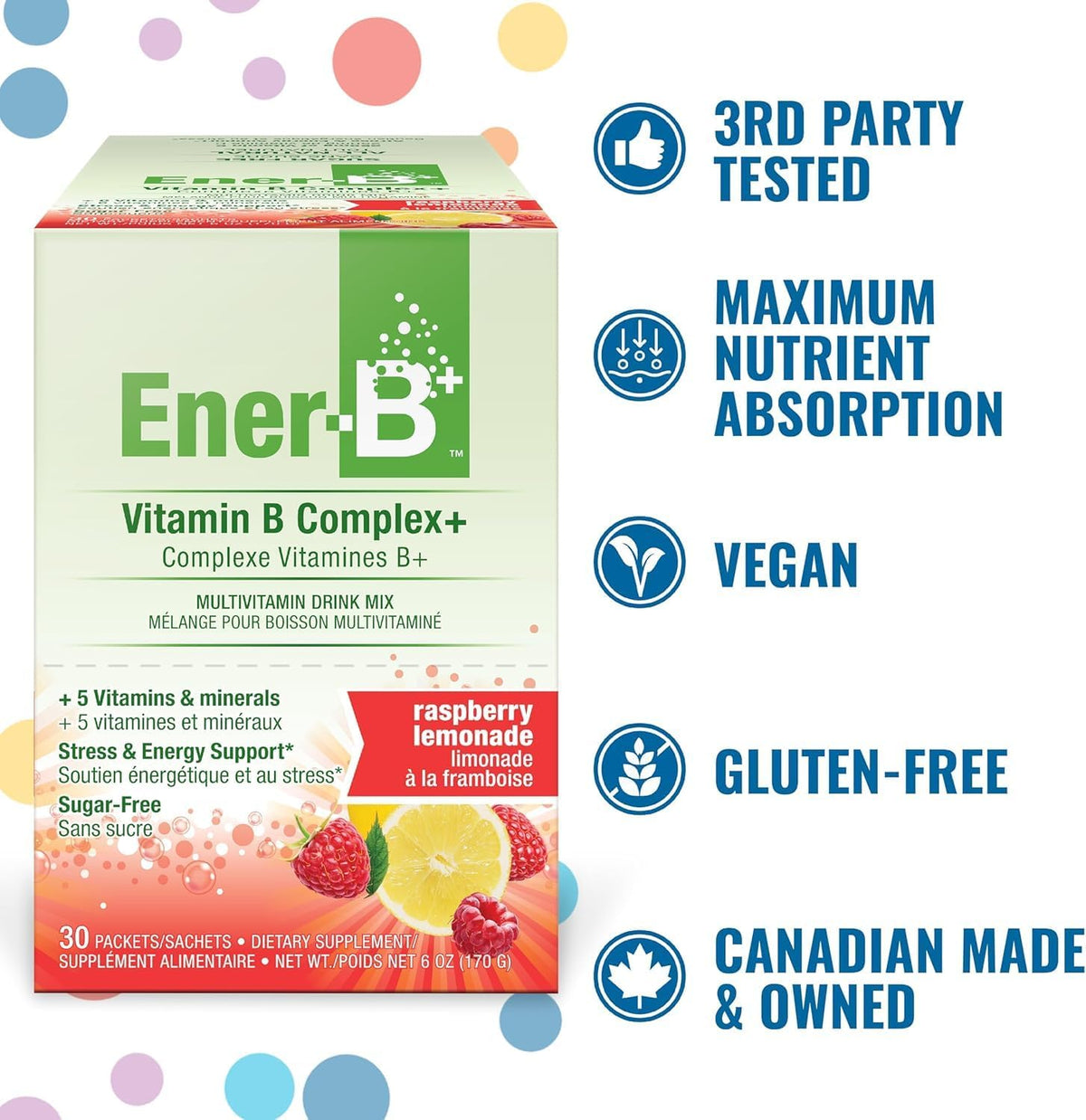 Ener-B+ Sugar Free Multivitamin Drink Mix - Raspberry Lemonade, 30 Count - görsel 8