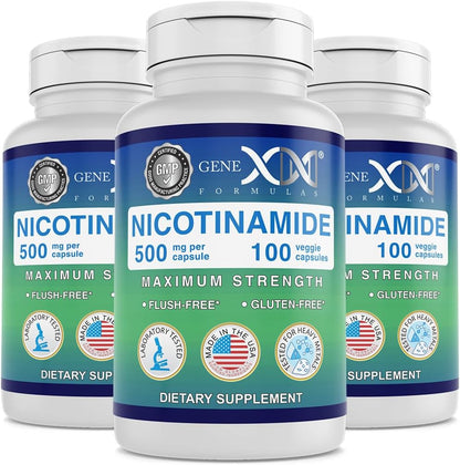 Genex Formulae Nicotinamide 500mg – Vitamin B3 (Niacinamide) Capsules for Energy &amp; Skin – 100 Count