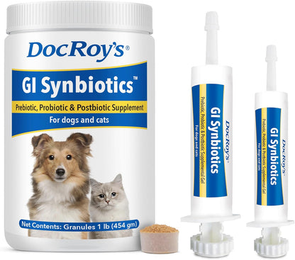 Doc Roy's GI Synbiotics Probiotic & Prebiotic Granules for Dogs and Cats, Chicken Flavour, 454g