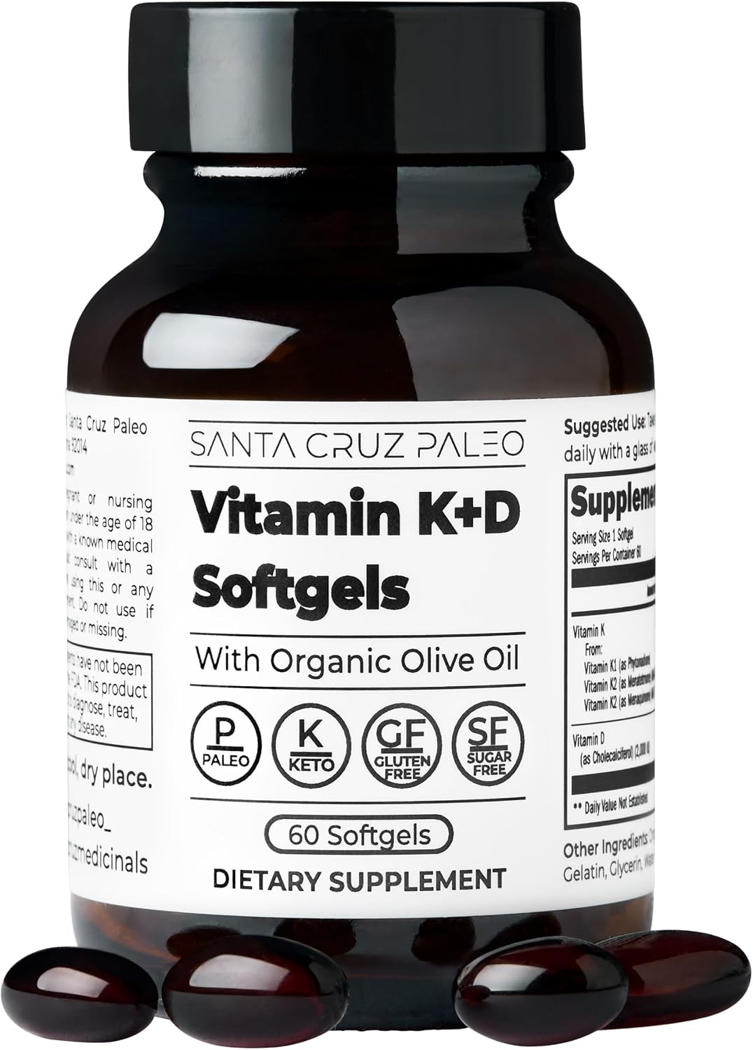 Santa Cruz Paleo Vitamin D3 5000 IU Softgels with Olive Oil, Supports Bone Health, Gluten-Free, Paleo, Keto - 60 Softgels - görsel 10