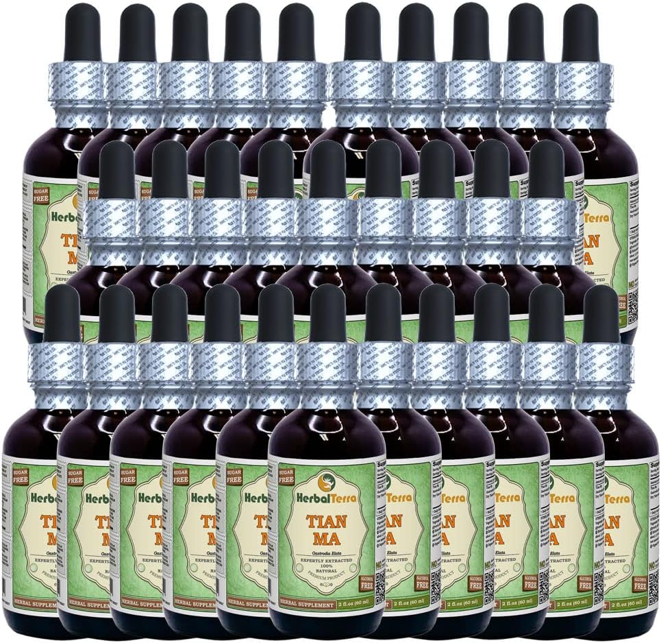 Tian Ma, Gastrodia (Gastrodia Elata) Tincture, Dried Tuber Liquid Extract (HerbalTerra) 4x4 fl.oz (4x120 ml) - görsel 8
