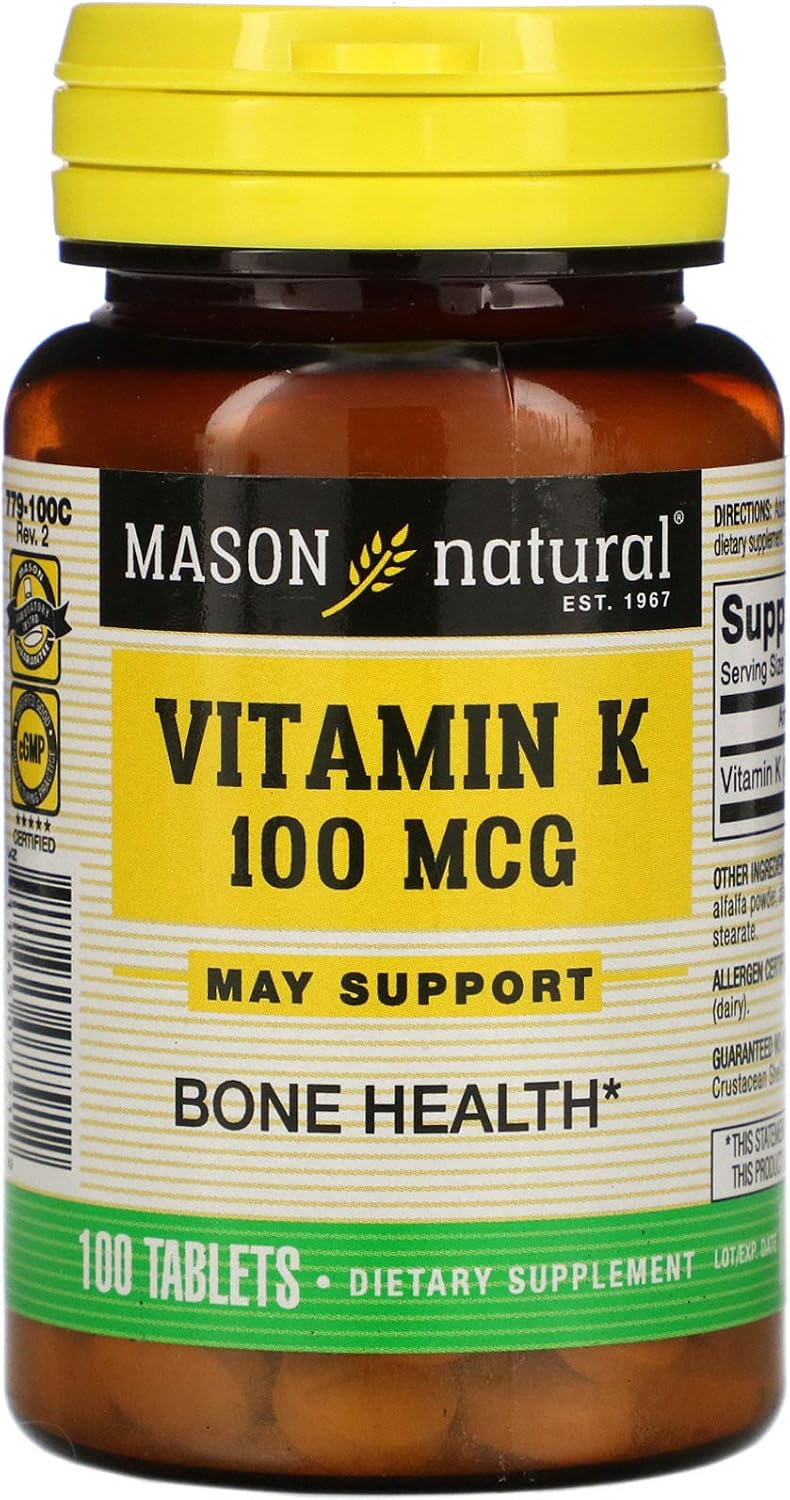 Mason Natural Vitamin K 100 mcg Tablets, 100 Count - görsel 1