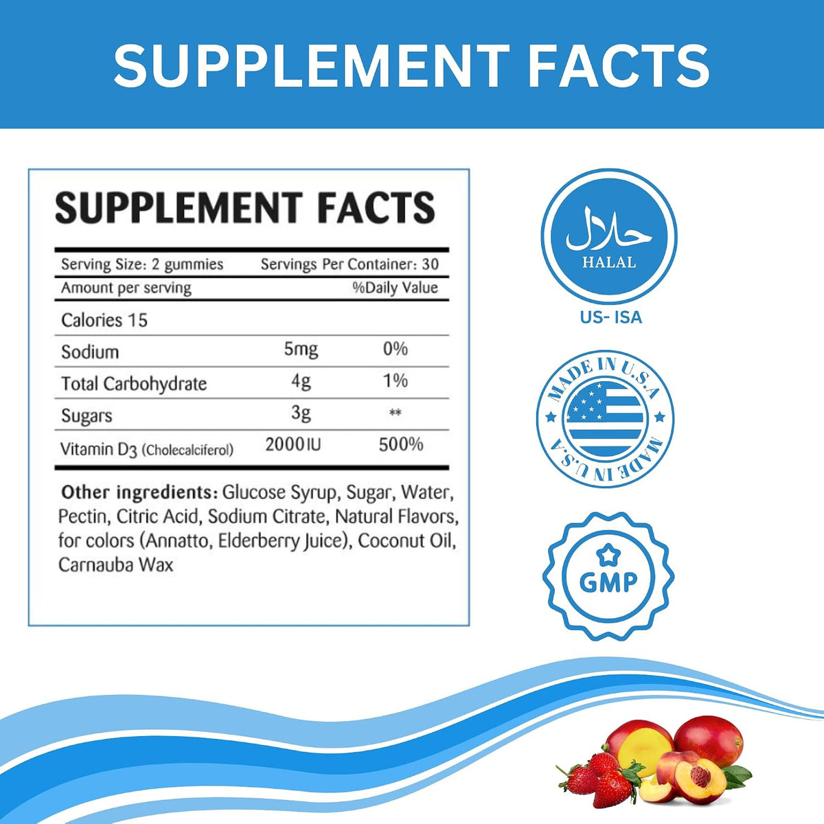 Greenfield Nutritions Halal Vitamin D3 Gummies for Adults – 2000 IU (50 µg), 90 Gummies – Non-GMO, Gluten-free, Gelatine Free, Vegetarian – Supports Bone, Heart and Immune Health - görsel 5