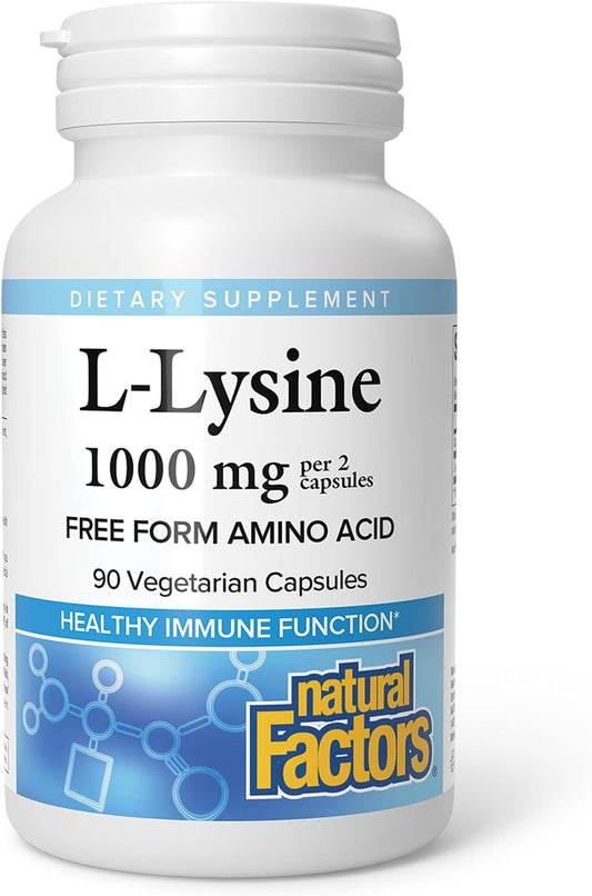 Natural Factors – L-Lysine, Contributes to Normal Immune Function, 90 Vegetarian Capsules