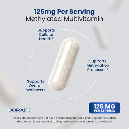 Methylated Multivitamin - Methylated B Complex with TMG and Methylfolate - Non-GMO, Gluten-free - 120 Capsules