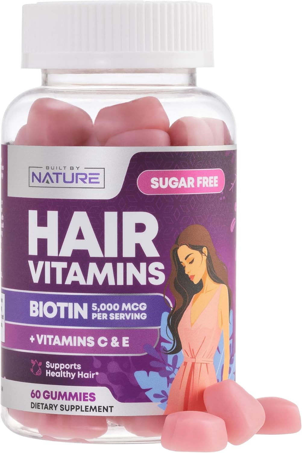 Built by Nature Hair, Skin and Nails Gummies for Women, 60 Gummies - görsel 1