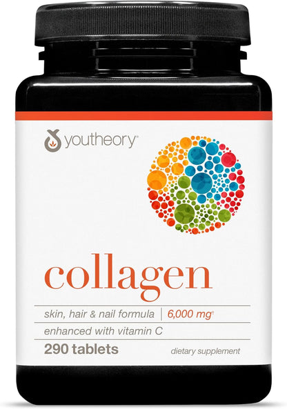 Youtheory Advanced Collagen with Vitamin C – 6000 mg Hydrolysed Collagen Peptides – 160 Tablets