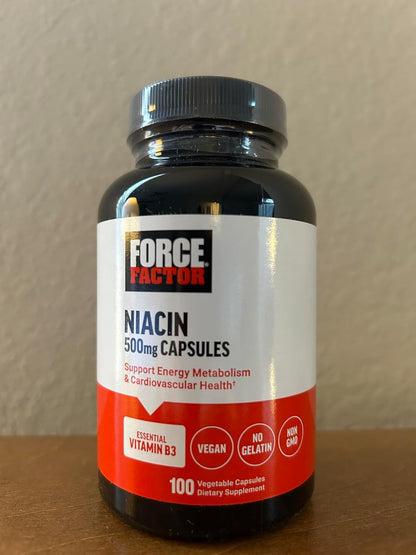 Force Factor Niacin 500mg – Vitamin B3 Supplement for Energy & Circulation Support
