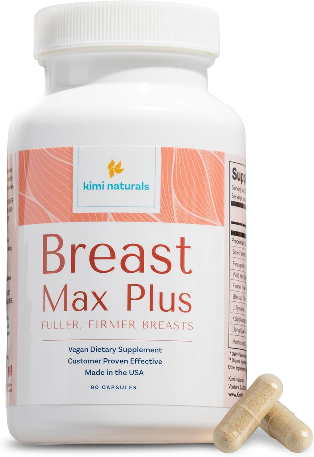 KIMI Naturals Breast Max Plus - Breast Support Supplement with Fenugreek, for Breast Firmness, 90 Capsules - görsel 1