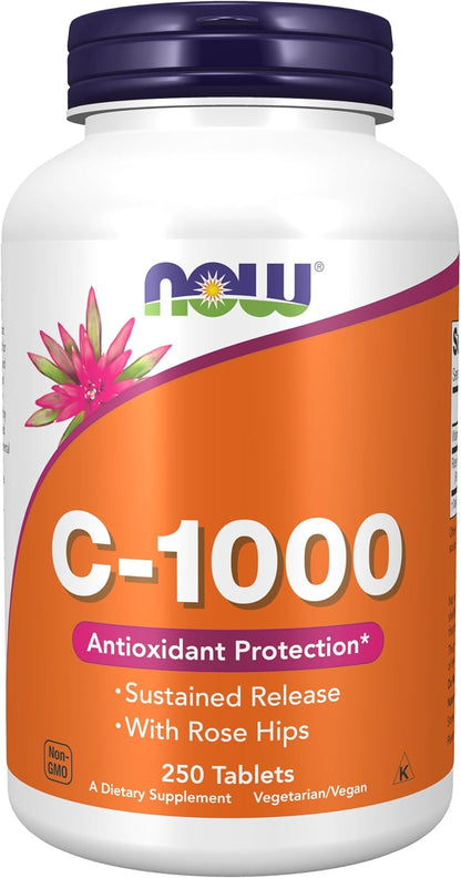 Now Foods Vitamin C-1000 Sustained Release with Rose Hips 250 Tablets