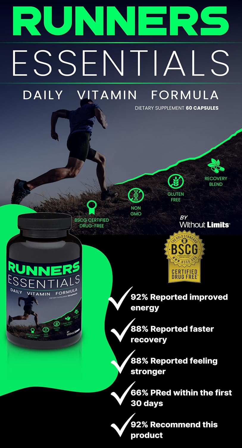 Without Limits Runners Essentials Daily Vitamin Formula - Runners Daily Vitamin - One Month Supply - 60 Capsules - görsel 2
