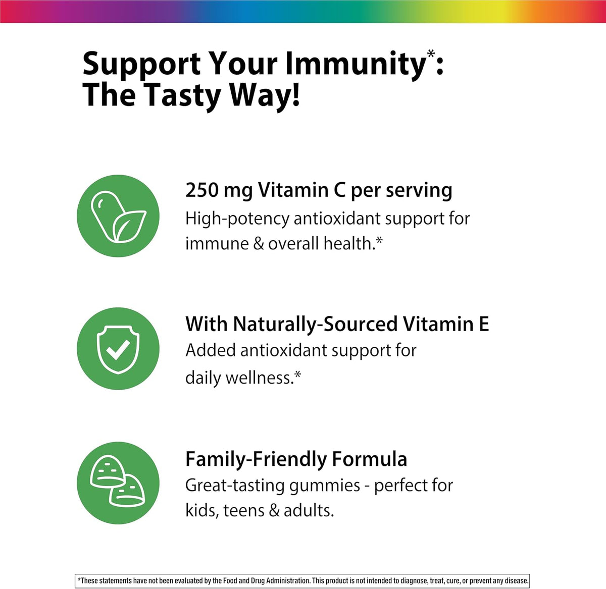 Rainbow Light Vitamin C Gummies – 60 Count – Citrus Flavoured – with Vitamin E – Immune & Antioxidant Support for Adults and Kids - görsel 4