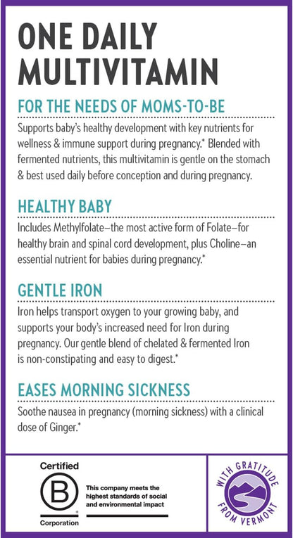 New Chapter Antenatal Vitamins, One Daily Prenatal Multivitamin with Methylfolate + Choline for Healthy Mother & Baby, Gluten-free & Non-GMO, 90 Count