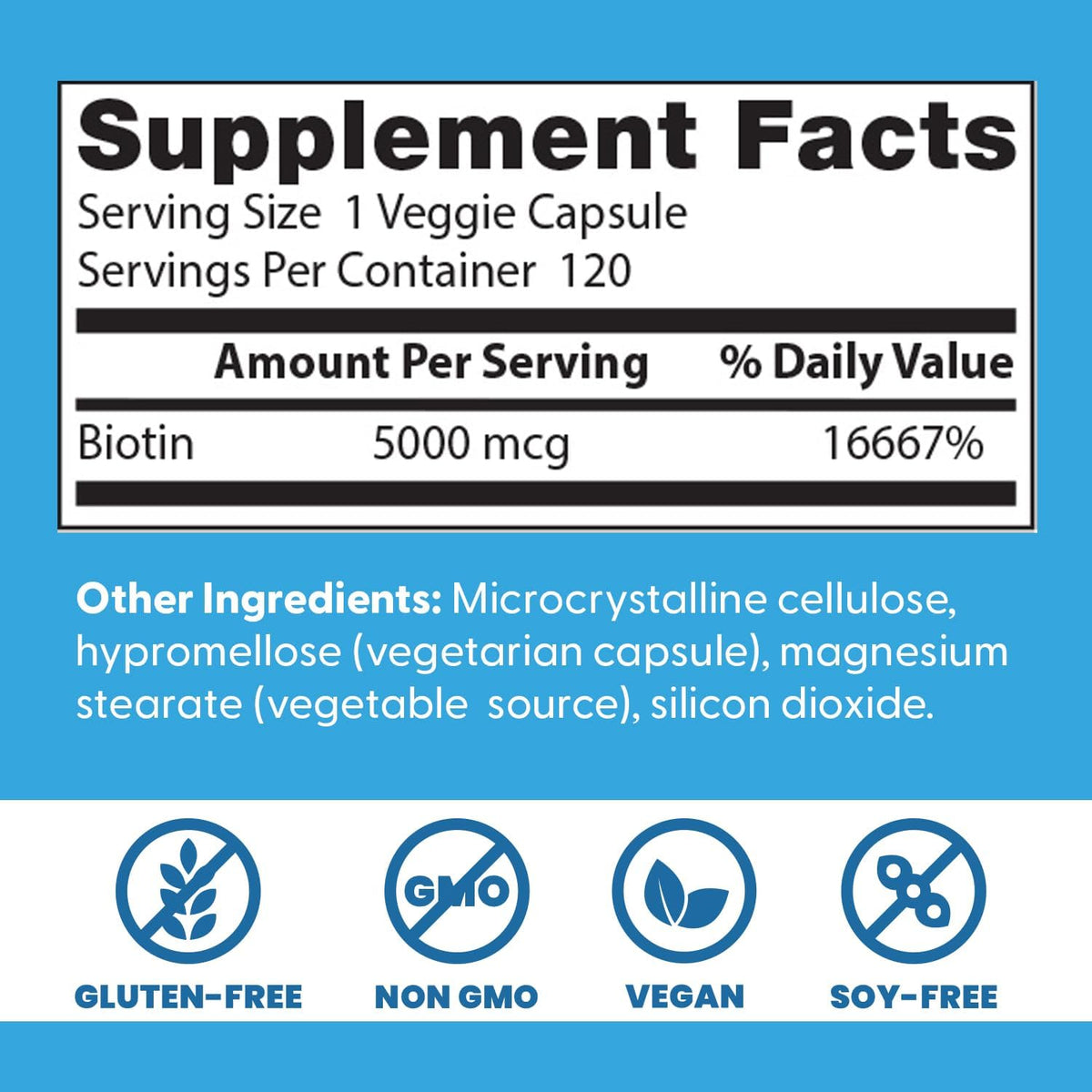 Doctor's Best Biotin 5000 mcg Supplement - 120 Veg Caps - görsel 3