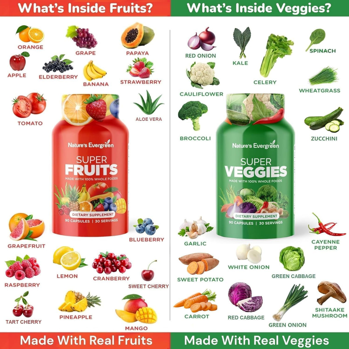 Fruit and Vegetable Supplement – Nature's Evergreen – 180 Capsules (Pack of 2) - görsel 4