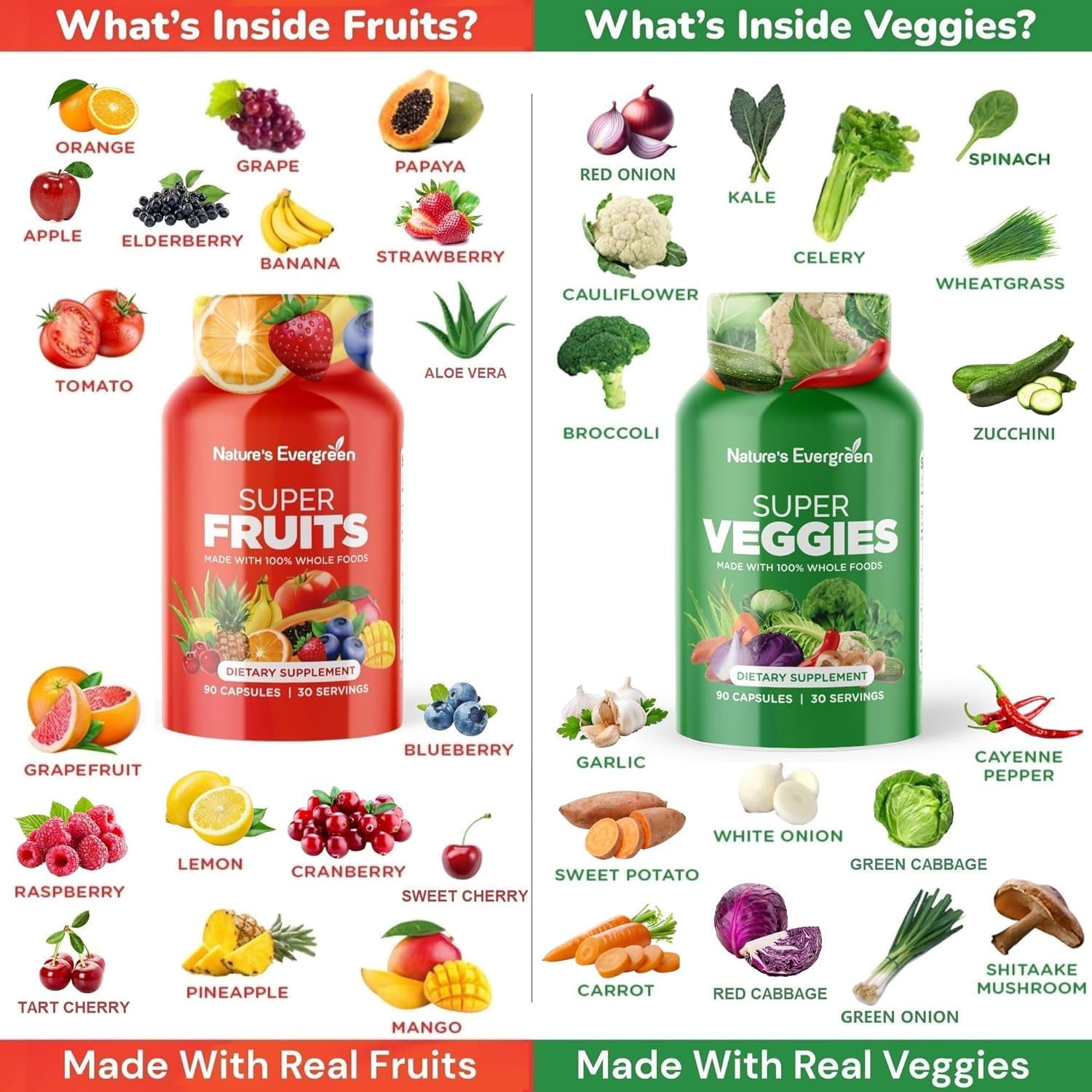 Fruit and Vegetable Supplement – Nature's Evergreen – 180 Capsules (Pack of 2) - görsel 4