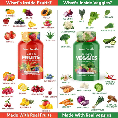 Fruit and Vegetable Supplement – Nature's Evergreen – 180 Capsules (Pack of 2)