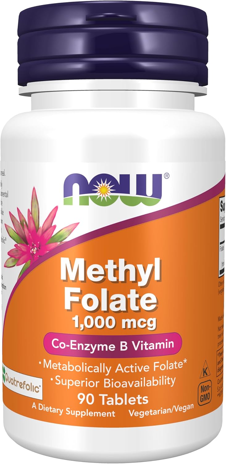 NOW Foods Methyl Folate 1,000 mcg, Metabolically Active Folate, 90 Tablets - görsel 1