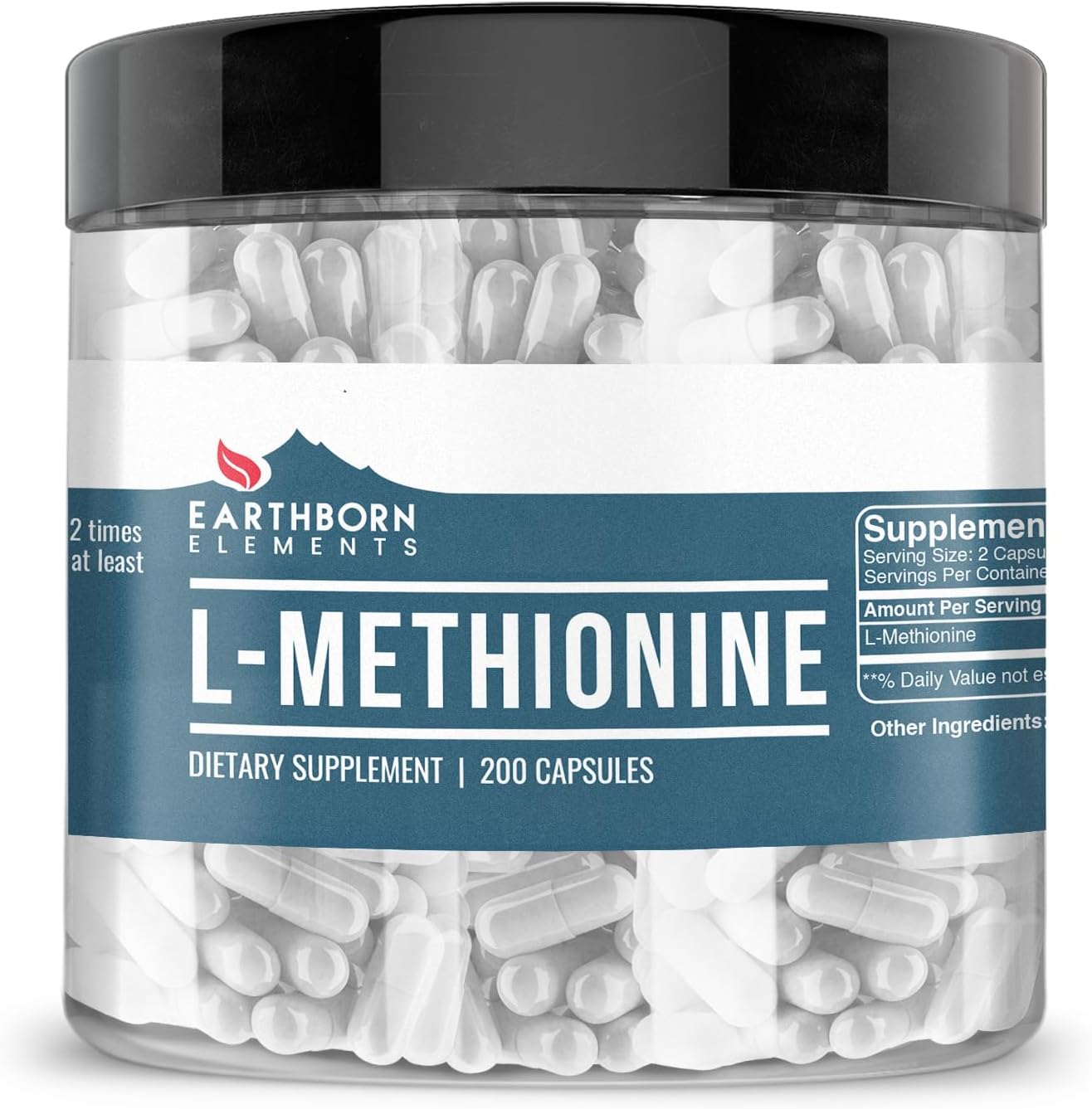 Earthborn Elements L-Methionine, 200 Capsules – Pure & Undiluted, No Additives - görsel 1
