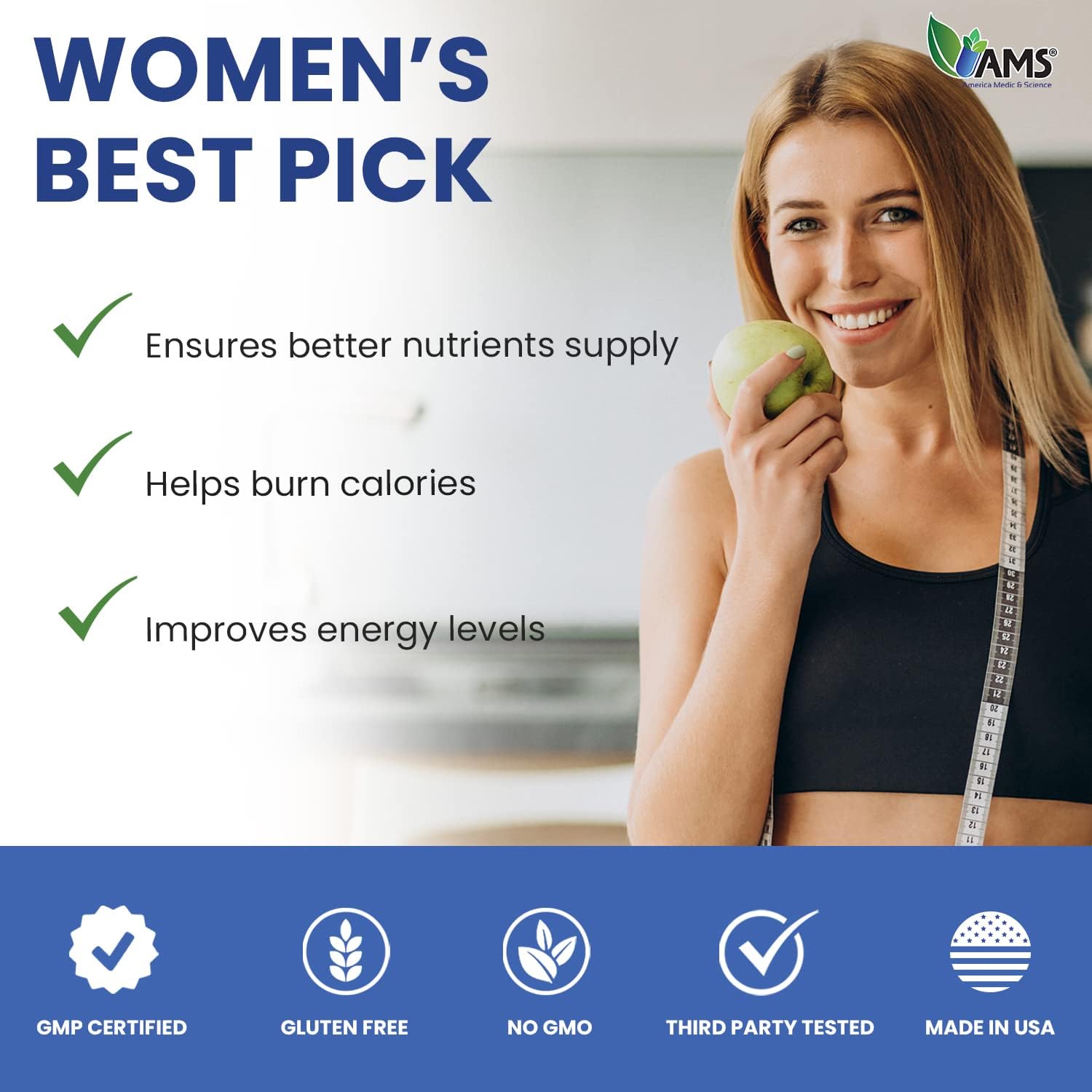America Medic & Science Women's Multivitamin Multi-NRG - 45 Coated Caplets - görsel 6