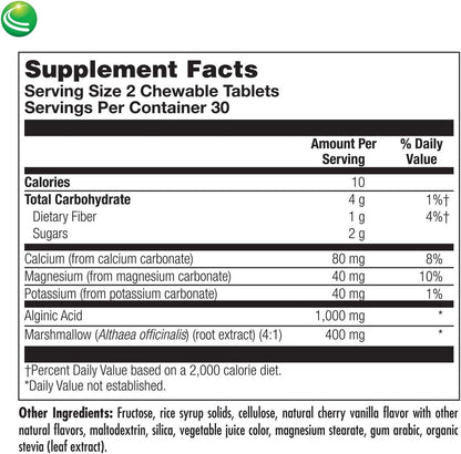 Nutra Biogenesis EsophaSoothe - Chewable Oesophageal Support with Magnesium, Potassium & Calcium for Men & Women - 60 Tablet Chews