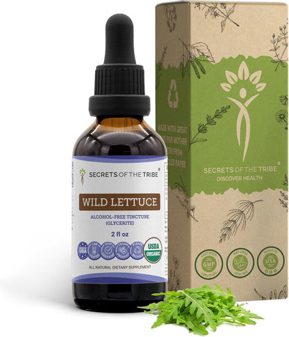 Secrets of the Tribe Wild Lettuce USDA Organic Alcohol-Free Extract, High-Potency Herbal Drops, 60 ml