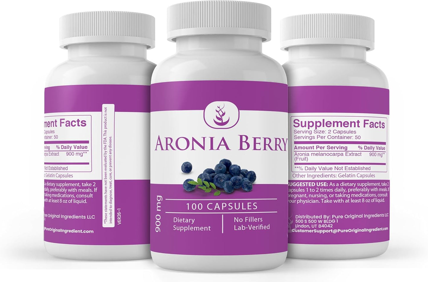 PURE ORIGINAL INGREDIENTS Aronia Berry, 100 Capsules - Chokeberry Extract, Always Pure, No Additives - görsel 4
