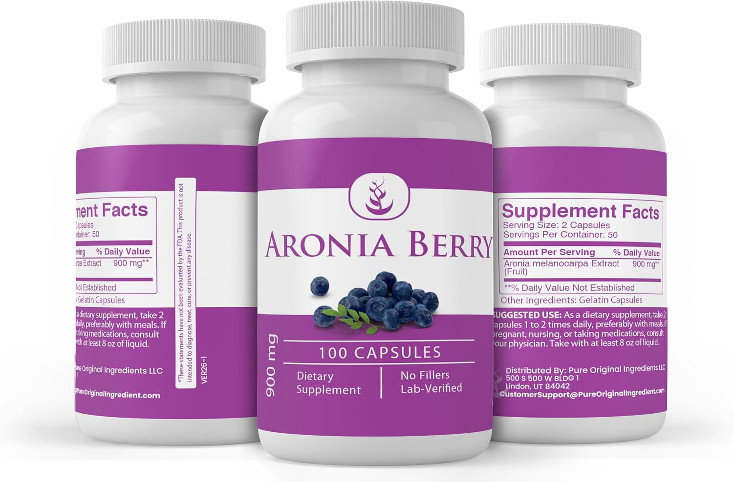 PURE ORIGINAL INGREDIENTS Aronia Berry, 100 Capsules - Chokeberry Extract, Always Pure, No Additives - görsel 4