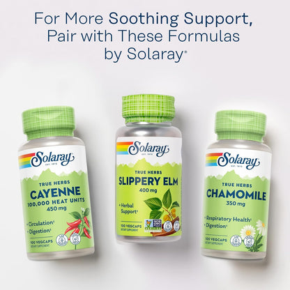SOLARAY Slippery Elm Bark Capsules (Ulmus Rubra) 400 mg – 100 VegCaps