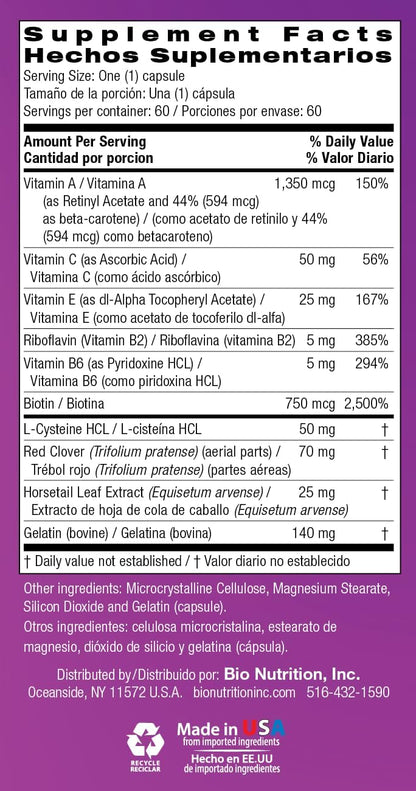 Bio Nutrition Premium Hair, Skin and Nails, 60 Capsules