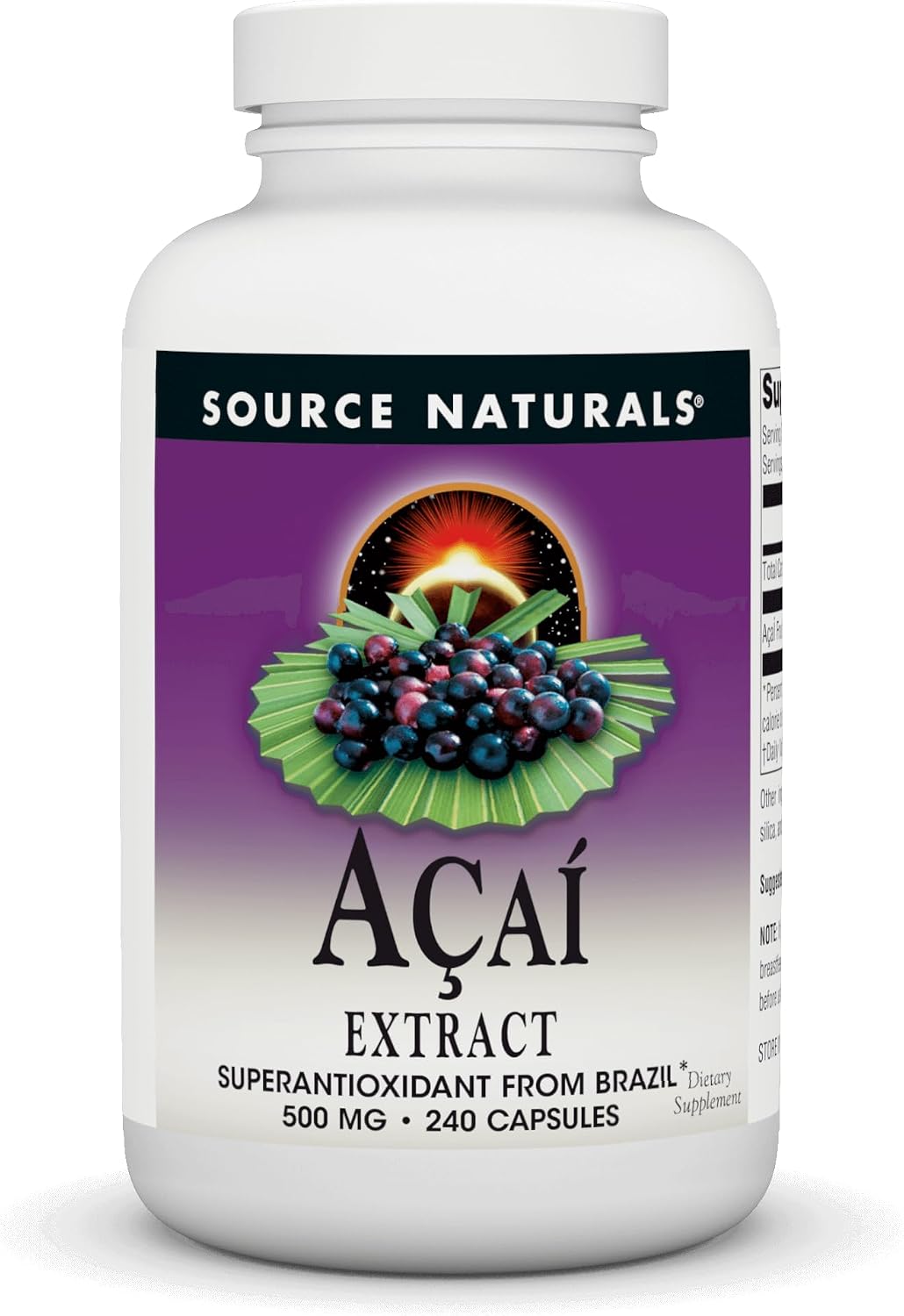 Source Naturals Acai Extract, Superantioxidant from the Amazon* - 500 mg - 240 Vegan Capsules - görsel 1