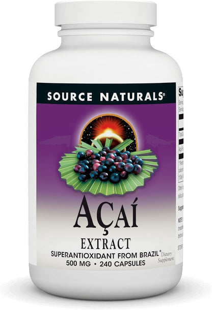 Source Naturals Acai Extract, Superantioxidant from the Amazon* - 500 mg - 240 Vegan Capsules