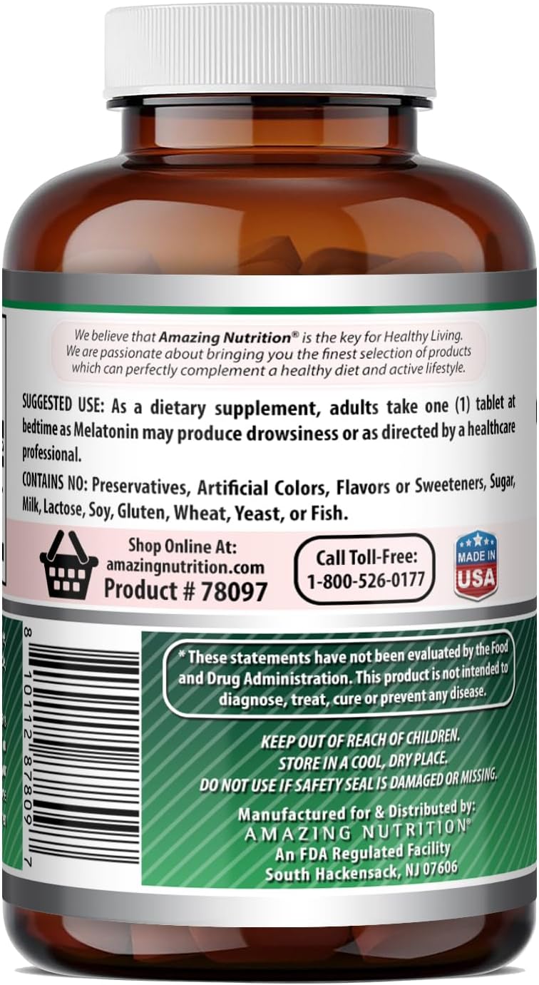 Amazing Formulae Melatonin 3 mg per Tablet | Non-GMO | Gluten-free | 365 Count - görsel 4