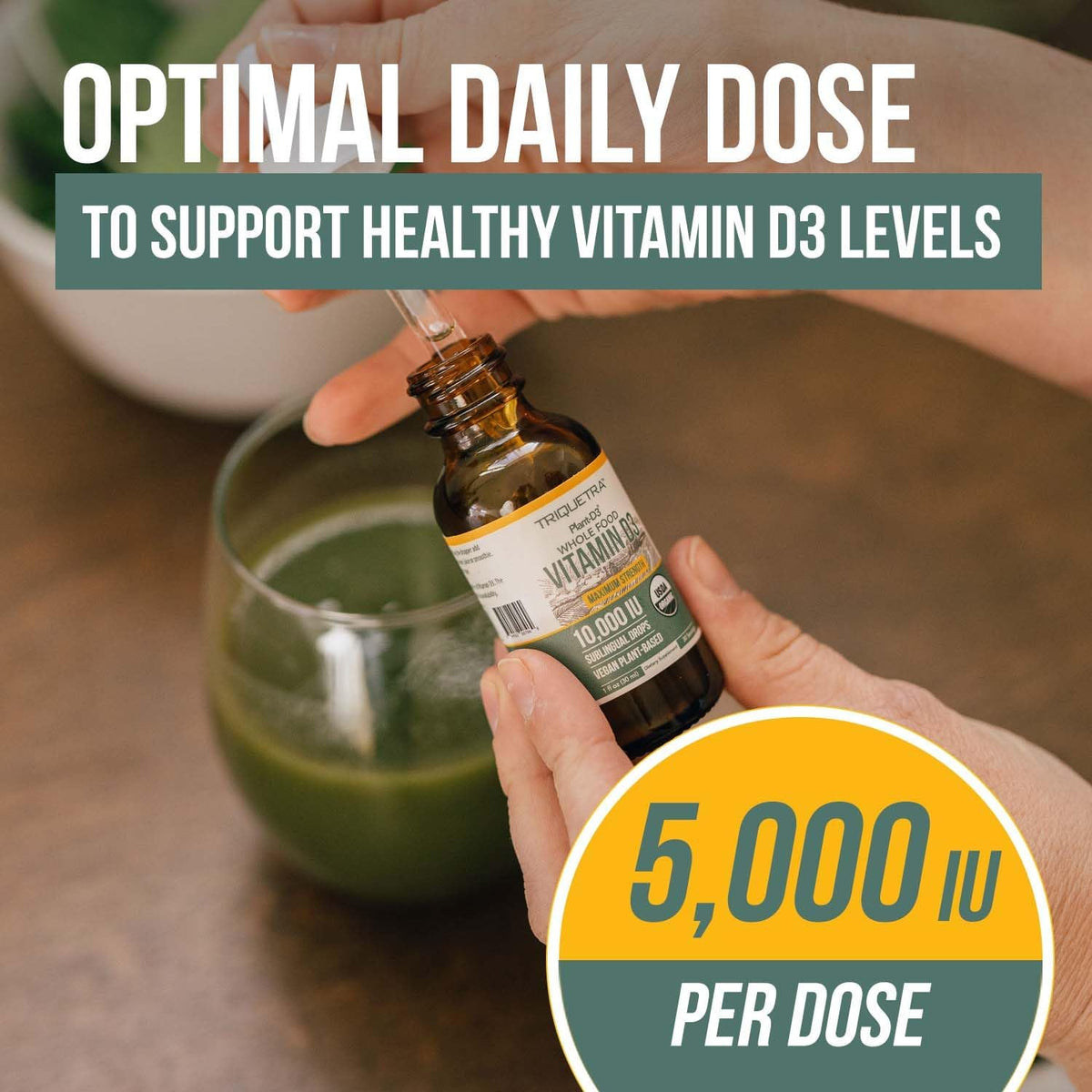 Plant-D3 Organic Vitamin D3 5000 IU - Vegan Sublingual Liquid Drops (30 ml) - görsel 3