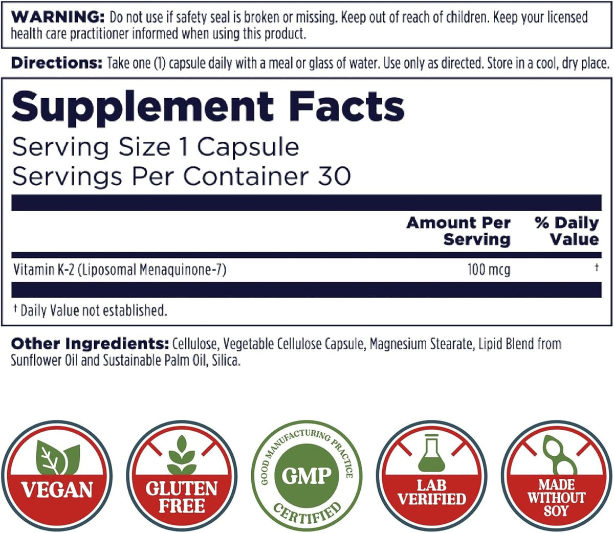 KAL Liposomal Vitamin K2 Supplement with MK7 100 mcg – High Absorption Bone Support, Vegan, 30 Veg Caps - görsel 2