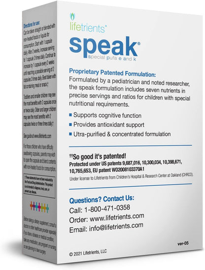 Lifetrients Speak® Children's Omega-3 with GLA, Vitamins E & K — 60 Capsules