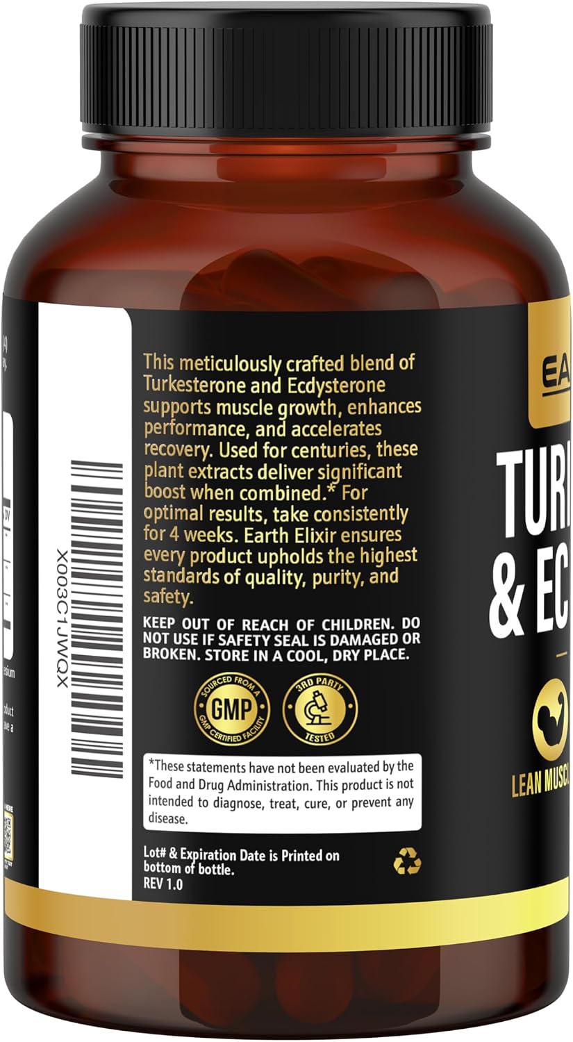 Turkesterone & Ecdysterone – Natural Testosterone Support Supplement, 2-in-1 High Potency, 180 Capsules - görsel 9