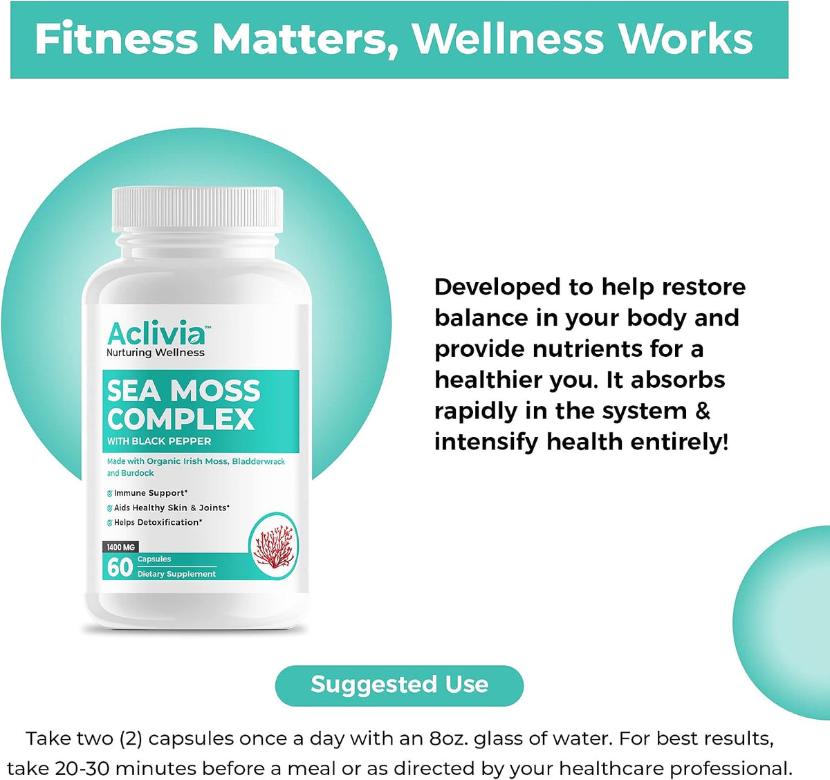 Organic Irish Sea Moss Capsules with Bladderwrack & Burdock Root - 102 Minerals - Non-GMO - 60 Count - görsel 6