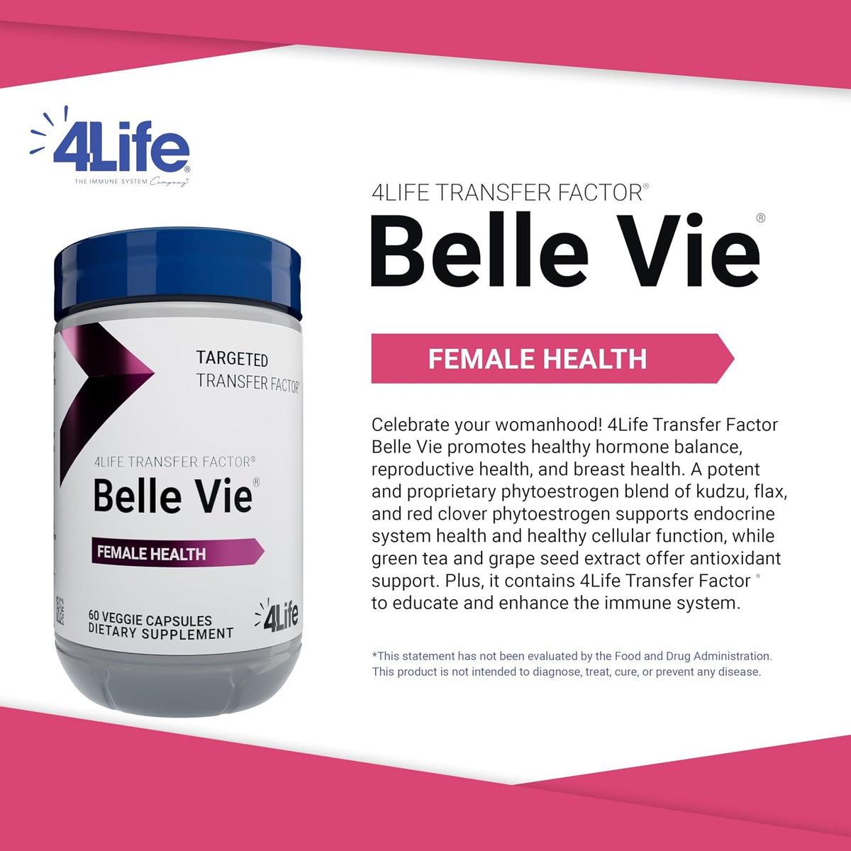 4Life Transfer Factor Belle Vie Women's Hormone Support, 60 Veggie Capsules - görsel 3