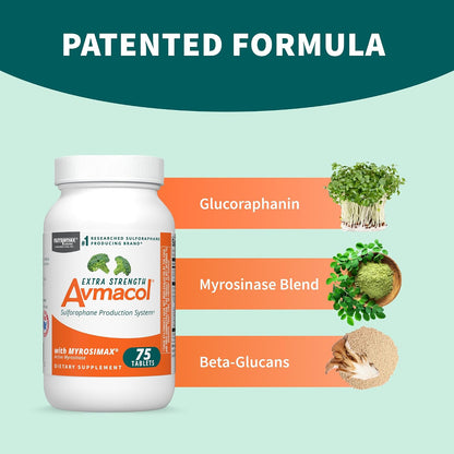 Nutramax Laboratories Avmacol Extra Strength - Sulforaphane Food Supplement for Immune and Natural Defence Support, 75 Tablets