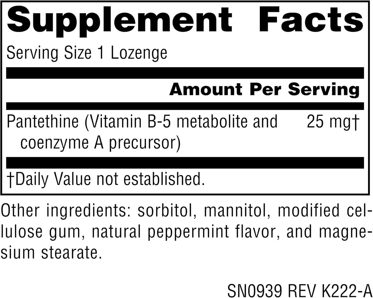 Source Naturals Pantethine B-5 Coenzyme Precursor, 25 mg – 60 Lozenges - görsel 2