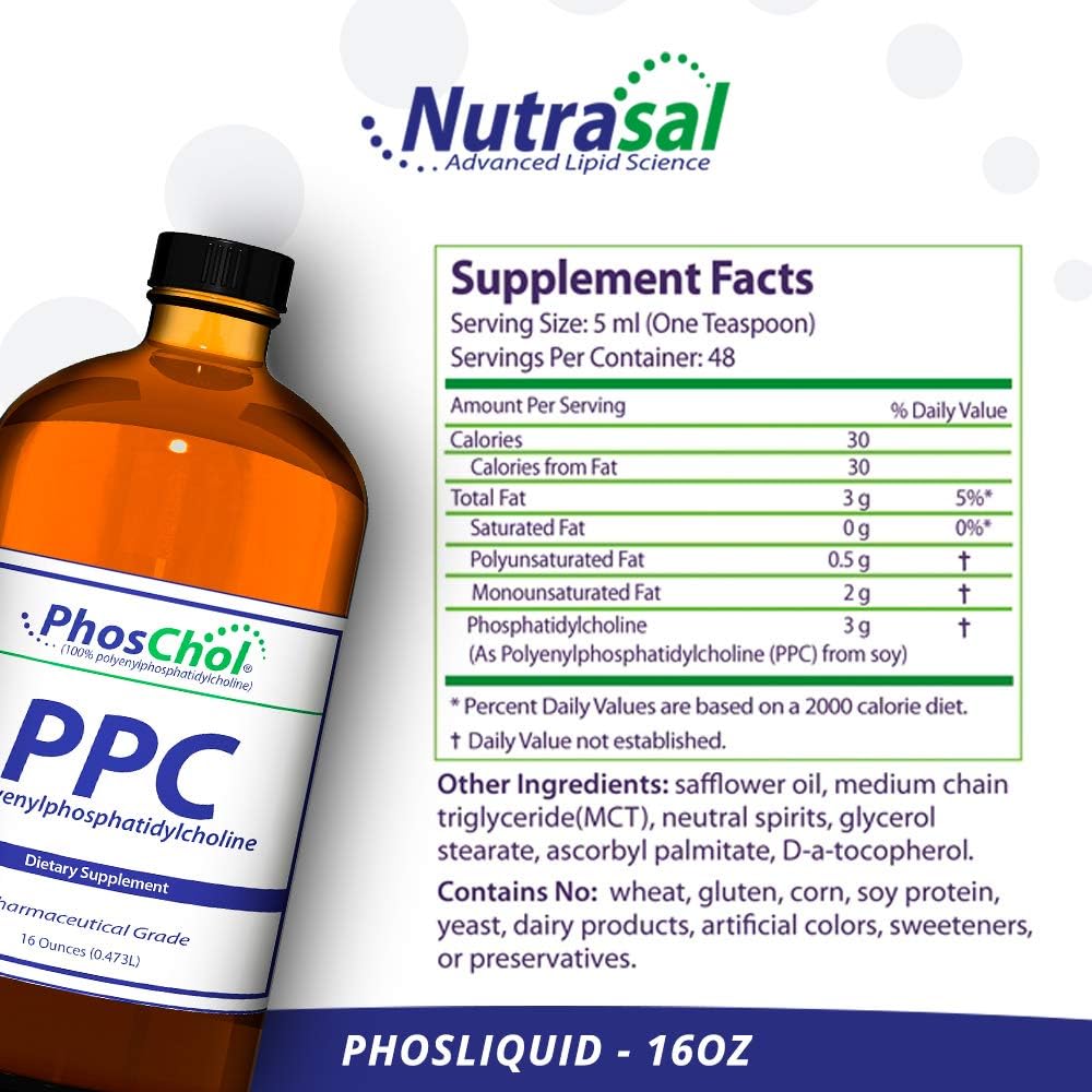 Nutrasal PhosChol PPC - Polyenyl Phosphatidylcholine Liquid Supplement - 480 ml (96 Servings) - görsel 2