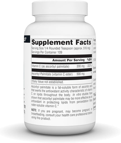 Source Naturals Ascorbyl Palmitate - Fat-Soluble Vitamin C Ester Powder, 56 g