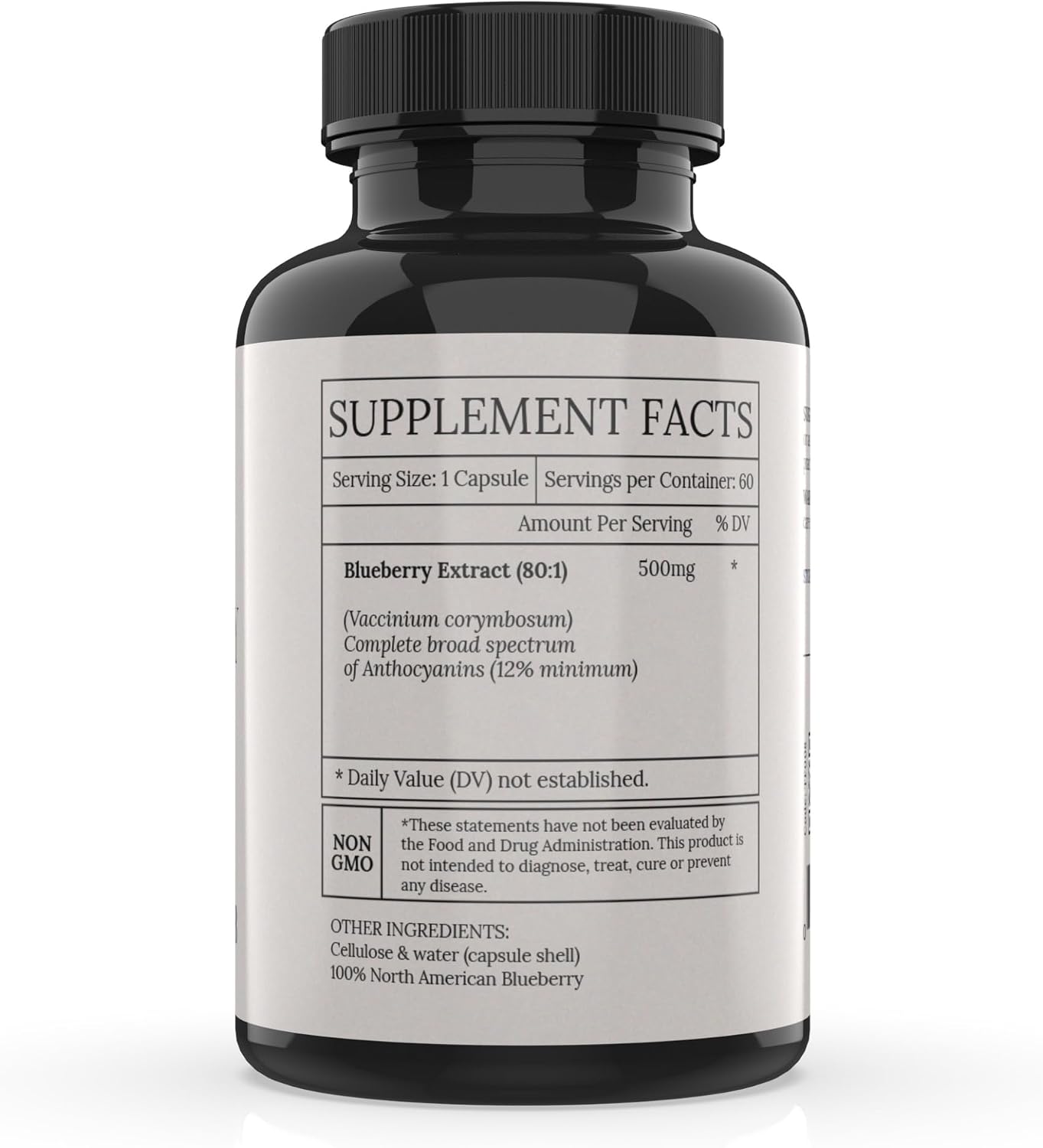 North American Blueberry Extract 500mg - Supports Brain and Cellular Health with Highly Concentrated 80:1 Anthocyanin and Polyphenol Content - Pure Vegan Antioxidant - 60 Capsules - görsel 2