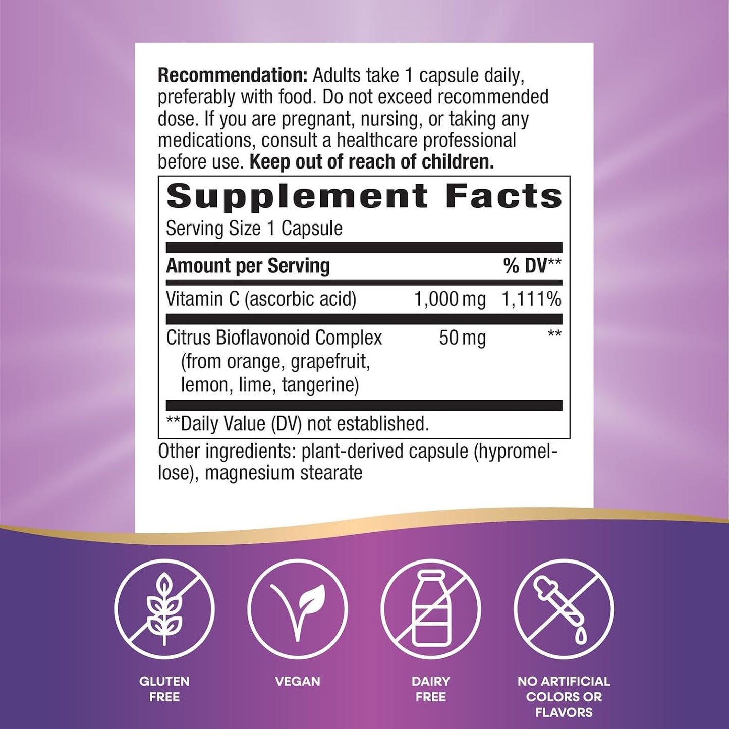 Nature's Way Extra Strength Vitamin C with Bioflavonoids, 1,000 mg, 250 Vegan Capsules - görsel 5